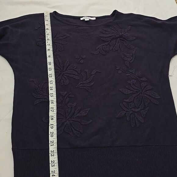 Chico's Purple Floral Pullover Knit Sweater  1 - Picture 4 of 8